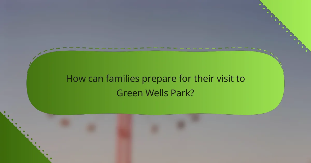 How can families prepare for their visit to Green Wells Park?