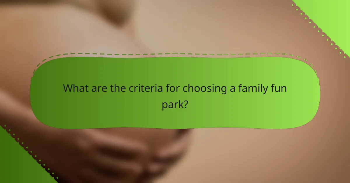 What are the criteria for choosing a family fun park?